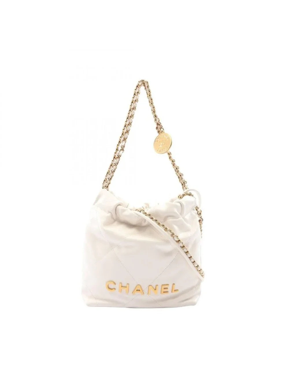 Chanel Shoulder Bag Chanel 22 Mini 2-Way White Leather Quilted